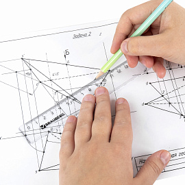 Линейка пластиковая 20 см, BRAUBERG, прозрачная, тонированная, 210606