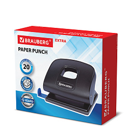 Дырокол BRAUBERG "Extra", до 20 листов, черный, 229091 фото Дырокол BRAUBERG "Extra", до 20 листов, черный, 229091