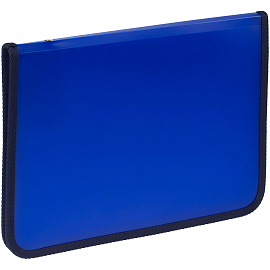 Папка на молнии СТАММ А4, 500мкм, пластик, молния вокруг, синяя фото Папка на молнии СТАММ А4, 500мкм, пластик, молния вокруг, синяя