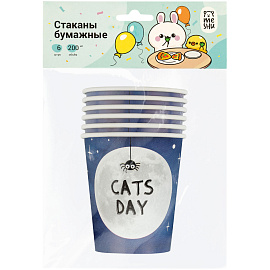 Стаканы бумажные MESHU "Catsday", 200мл, 6шт.