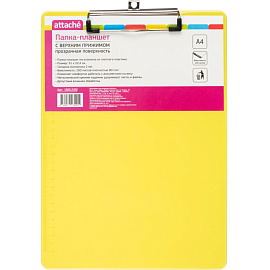 Папка-планшет с зажимом Attache A4 пластиковая желтая