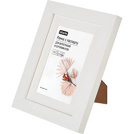 Рамка с паспарту Комус (Attache) А5 15x20 см МДФ багет 18 мм белая