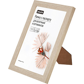 Рамка с паспарту Комус (Attache) А4 21x30 см МДФ багет 18 мм бежевая