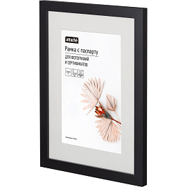 Рамка с паспарту Комус (Attache) А3 30x40 см МДФ багет 18 мм черная