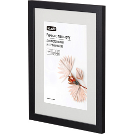 Рамка с паспарту Комус (Attache) А3 30x40 см МДФ багет 18 мм черная