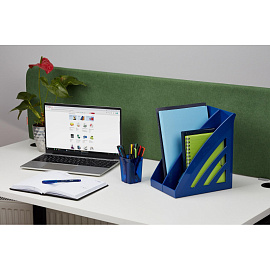 Лоток вертикальный для бумаг 90 мм Attache Success пластиковый синий