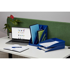 Лоток вертикальный для бумаг 90 мм Attache Success пластиковый синий