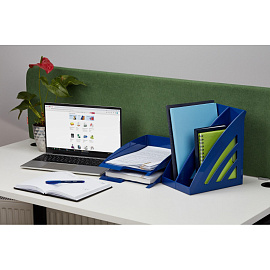 Лоток вертикальный для бумаг 90 мм Attache Success пластиковый синий