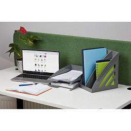 Лоток вертикальный для бумаг 90 мм Attache Success пластиковый серый