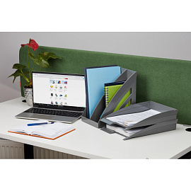 Лоток вертикальный для бумаг 90 мм Attache Success пластиковый серый