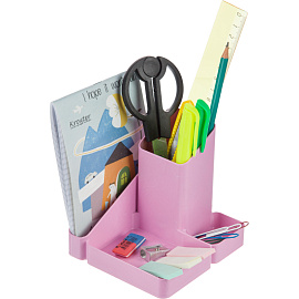 Подставка-органайзер для канцелярских принадлежностей Attache Акварель 4 отделения розовая 11.1x11.5x12.2 см