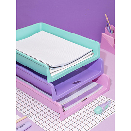 Лоток горизонтальный для бумаг Attache Акварель пластиковый розовый