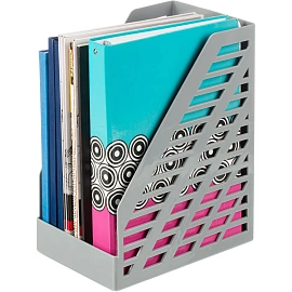 Лоток вертикальный для бумаг 160 мм Стамм XXL пластиковый серый