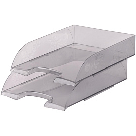 Лоток горизонтальный для бумаг Комус Русская Серия пластиковый серый