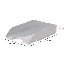 Лоток горизонтальный для бумаг Комус Русская Серия пластиковый темно-серый
