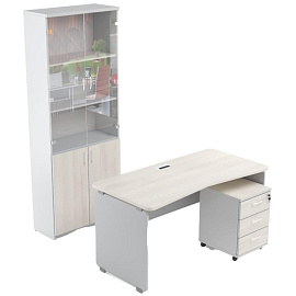 Стол прямой Easy Contour (дуб шамони светлый/серый, 1200х700х740 мм)