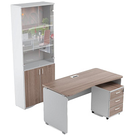 Стол прямой Easy Contour (дуб шамони темный/серый, 1200х700х740 мм)