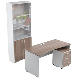 Стол прямой Easy Contour (дуб шамони тёмный/серый, 1400х700х740 мм)