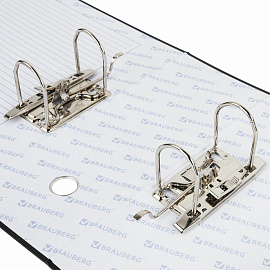 Папка-регистратор BRAUBERG с двумя арочными механизмами (до 800 листов), покрытие ПВХ, 125 мм, черная, 226053