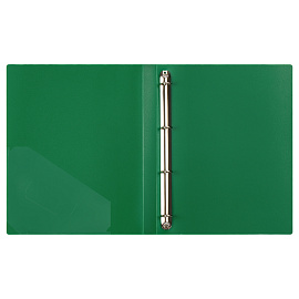 Папка на 4 кольцах СТАММ "Стандарт" А4, 25мм, 700мкм, пластик, зеленая