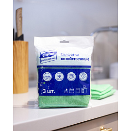Салфетки хозяйственные Luscan Professional микрофибра 30x30 см 300 г/кв.м зелёные (3 штуки в упаковке)