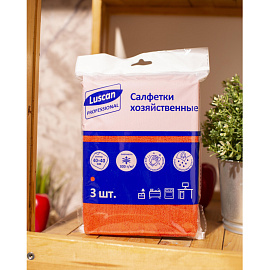 Салфетки хозяйственные Luscan Professional микрофибра 40х40 300 г/кв.м красные (3 штуки в упаковке)