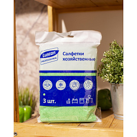 Салфетки хозяйственные Luscan Professional микрофибра 40x40 см 300 г/кв.м зелёные (3 штуки в упаковке)