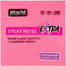Стикеры Attache Selection Extra 76х76 мм неоновые пурпурные (1 блок на 100 листов)