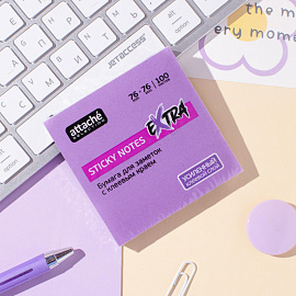 Стикеры Attache Selection Extra 76х76 мм неоновые фиолетовые (1 блок на 100 листов)