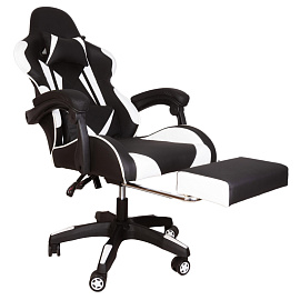 Кресло игровое Gramber А02 белое/чёрное (экокожа, пластик)