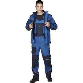 Куртка рабочая летняя мужская Nайтстар Алькор со светоотражающим кантом синяя (размер 48-50, рост 182-188)