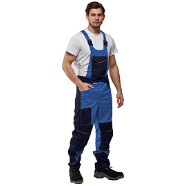 Полукомбинезон рабочий летний мужской Nайтстар Алькор со светоотражающим кантом синий (размер 56-58, рост 170-176)