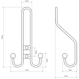 Вешалка настенная 208 A CP (хромированный, 73х50х140 мм, 3 крючка)