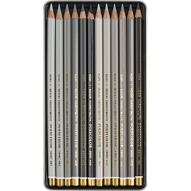 Карандаши цветные художественные классические Koh-i-Noor Polycolor серые 12 карандашей 12 цветов шестигранные