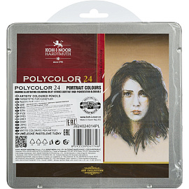 Карандаши цветные художественные классические Koh-i-Noor Polycolor Портрет 24 карандаша 24 цвета шестигранные