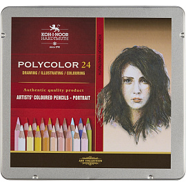 Карандаши цветные художественные классические Koh-i-Noor Polycolor Портрет 24 карандаша 24 цвета шестигранные