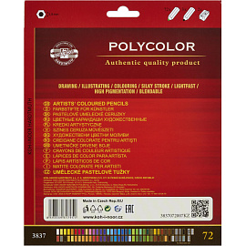 Карандаши цветные художественные классические Koh-i-Noor Polycolor 72 карандаша 72 цвета шестигранные