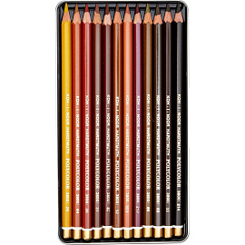 Карандаши акварельные Koh-i-Noor Mondeluz Коричневые шестигранные 12 цветов в наборе