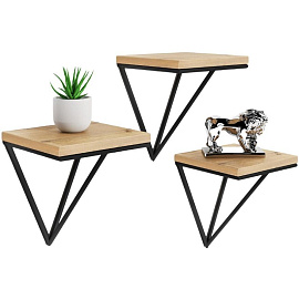 Полка настенная Калипсо-1 (дуб буратти/черный, 1 ярус)