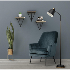 Полка настенная Калипсо-1 (дуб буратти/черный, 1 ярус)