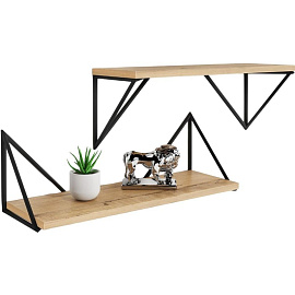 Полка настенная Калипсо-6 (дуб буратти/черный, 1 ярус)