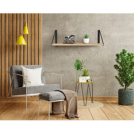 Полка настенная Колибри-5 (дуб буратти/черный, 1 ярус)