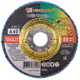 Круг (диск) лепестковый КЛТ торцевой Луга 125x22.23 мм А40 10 штук (2187)