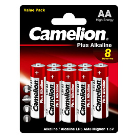 Батарейка АА пальчиковая Camelion Plus Alkaline блистер (8 штук в упаковке)