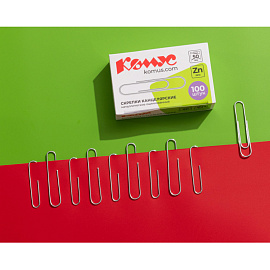 Скрепки канцелярские 50 мм Комус металлические оцинкованные (100 штук в упаковке)