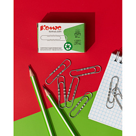 Скрепки канцелярские 50 мм Комус металлические оцинкованные (30 штук в упаковке)