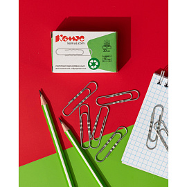Скрепки канцелярские 50 мм Комус металлические оцинкованные (30 штук в упаковке)
