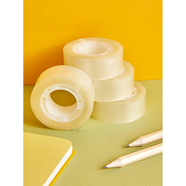 Клейкая лента канцелярская Комус прозрачная 15 мм x 33 м (10 штук в упаковке)