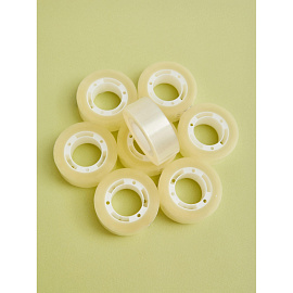 Клейкая лента канцелярская Комус прозрачная 15 мм x 33 м (10 штук в упаковке)