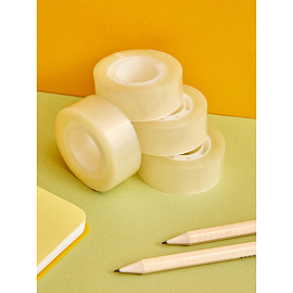 Клейкая лента канцелярская Комус прозрачная 15 мм x 33 м (10 штук в упаковке)